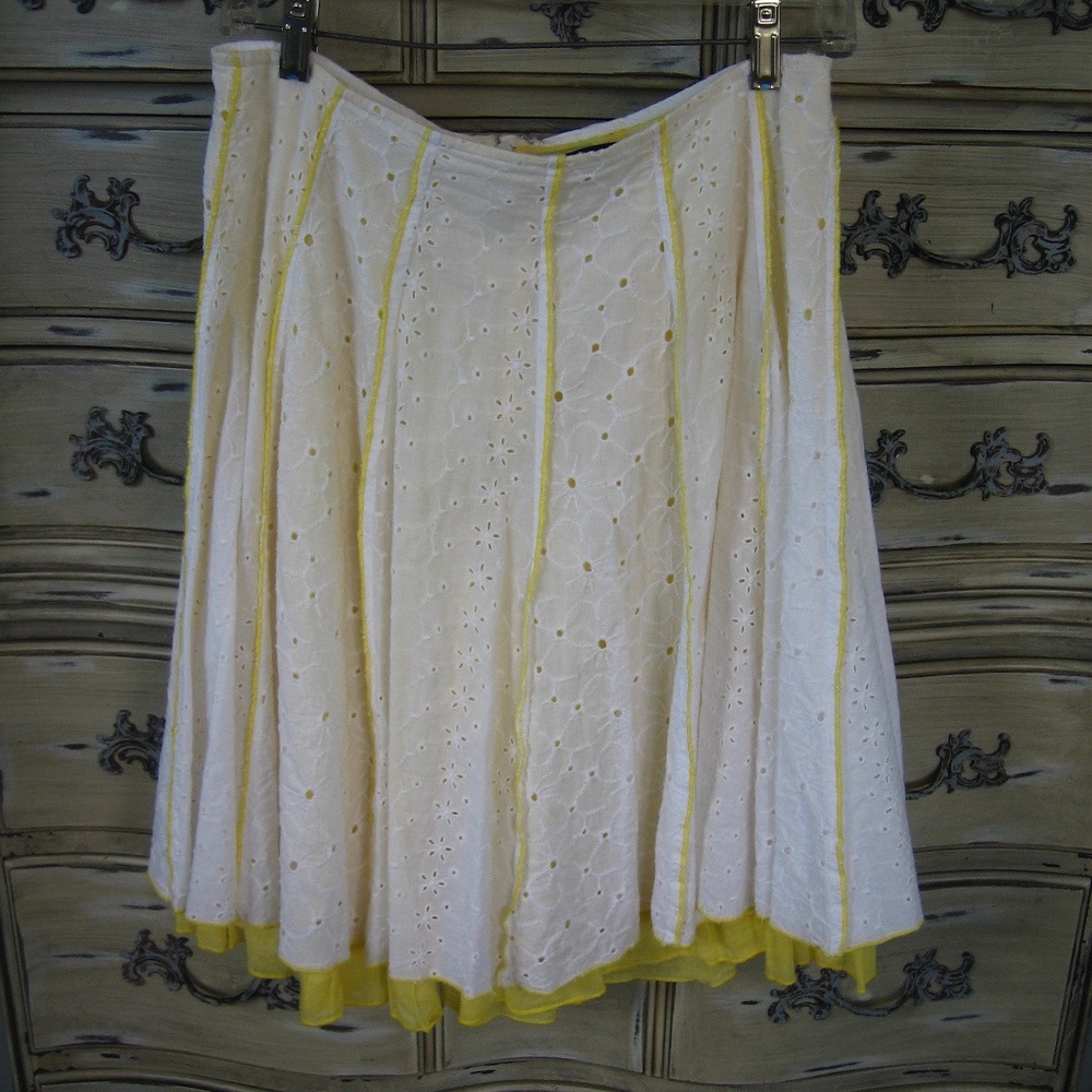 Vintage Eyelet Cotton Skirt S